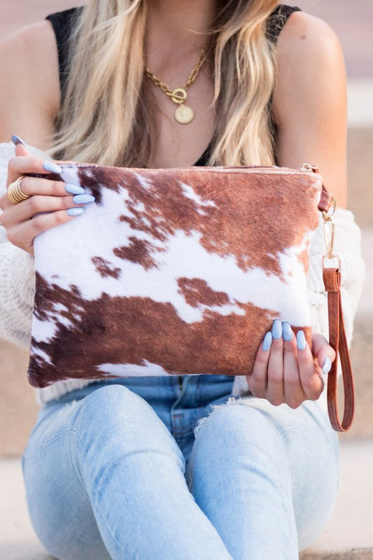 Clutch - Faux Cow Fur