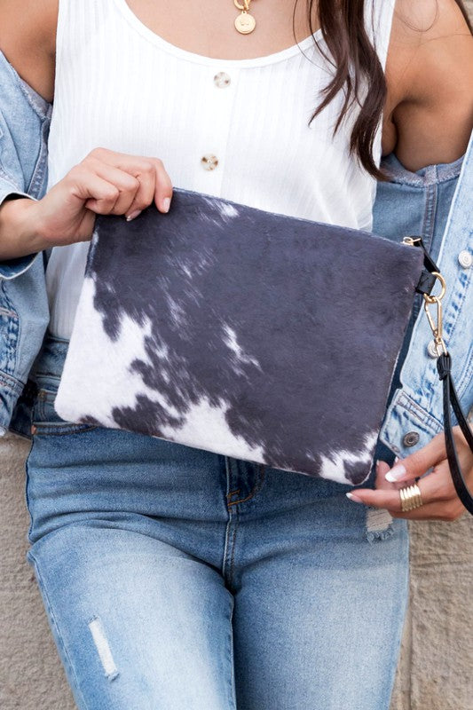 Clutch - Faux Cow Fur