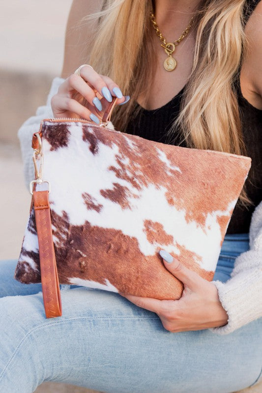 Clutch - Faux Cow Fur