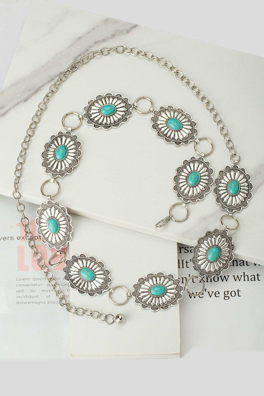 Conch & Turquoise Chain Belt