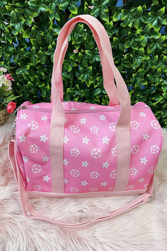 WHITE STAR ON PINK SMALL DUFFLE BAG WITH STRAP. TT2024Q