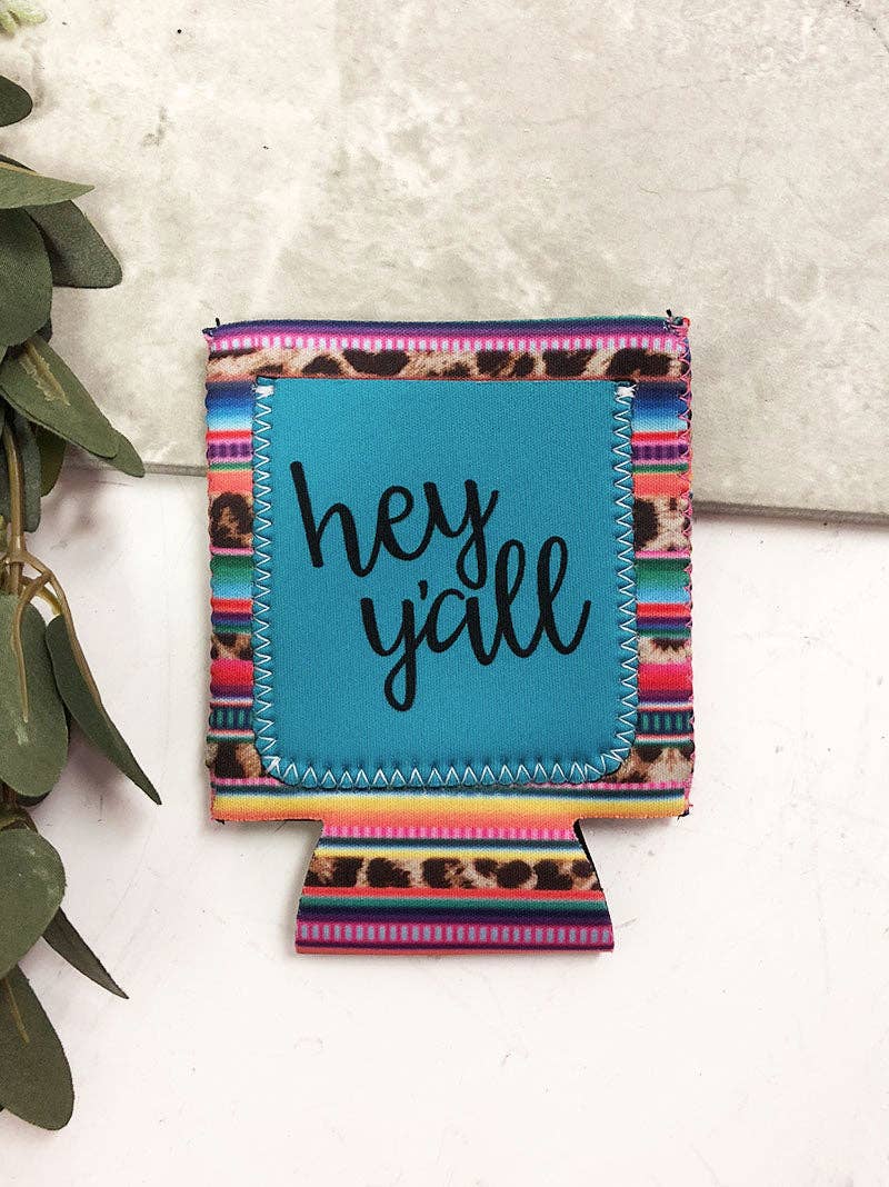 Peachy Keen Hey Y'all Serape Can Cooler