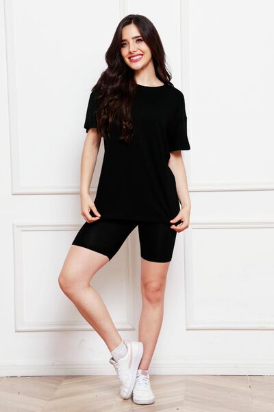 Black T-Shirt and Shorts Set