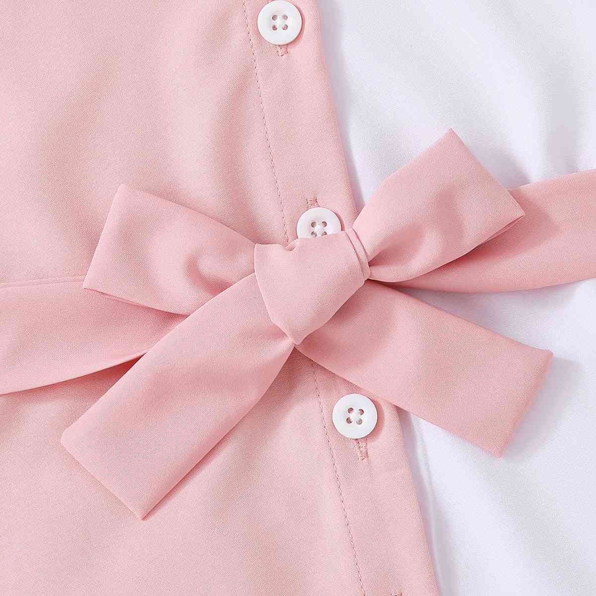 Two-Tone Belted Girl's Dress