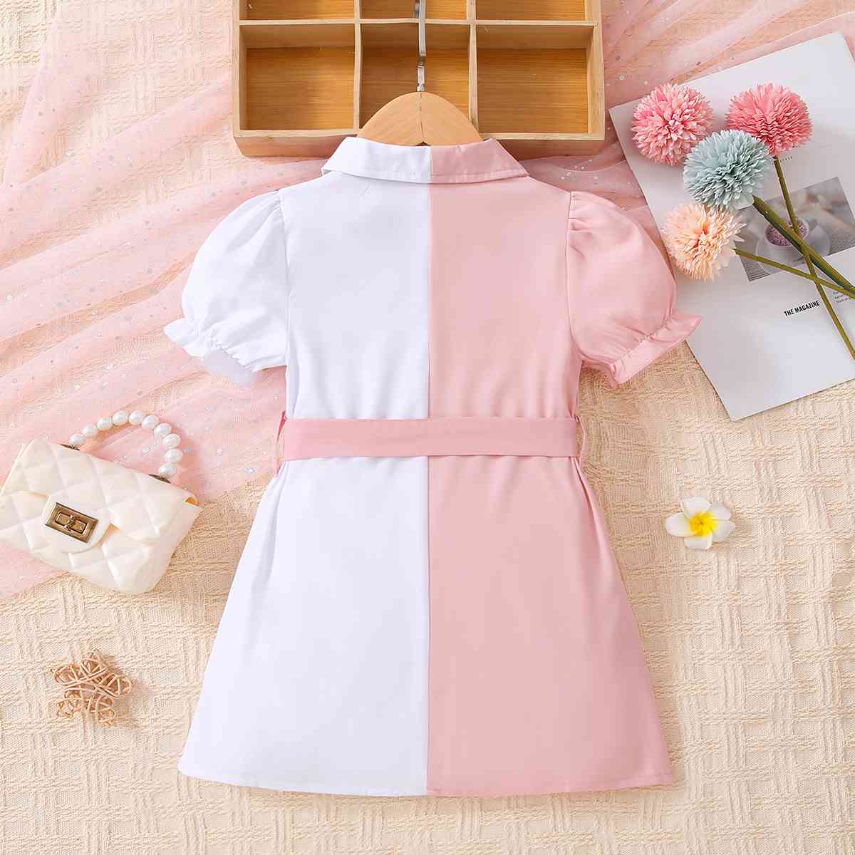 Two-Tone Belted Girl's Dress