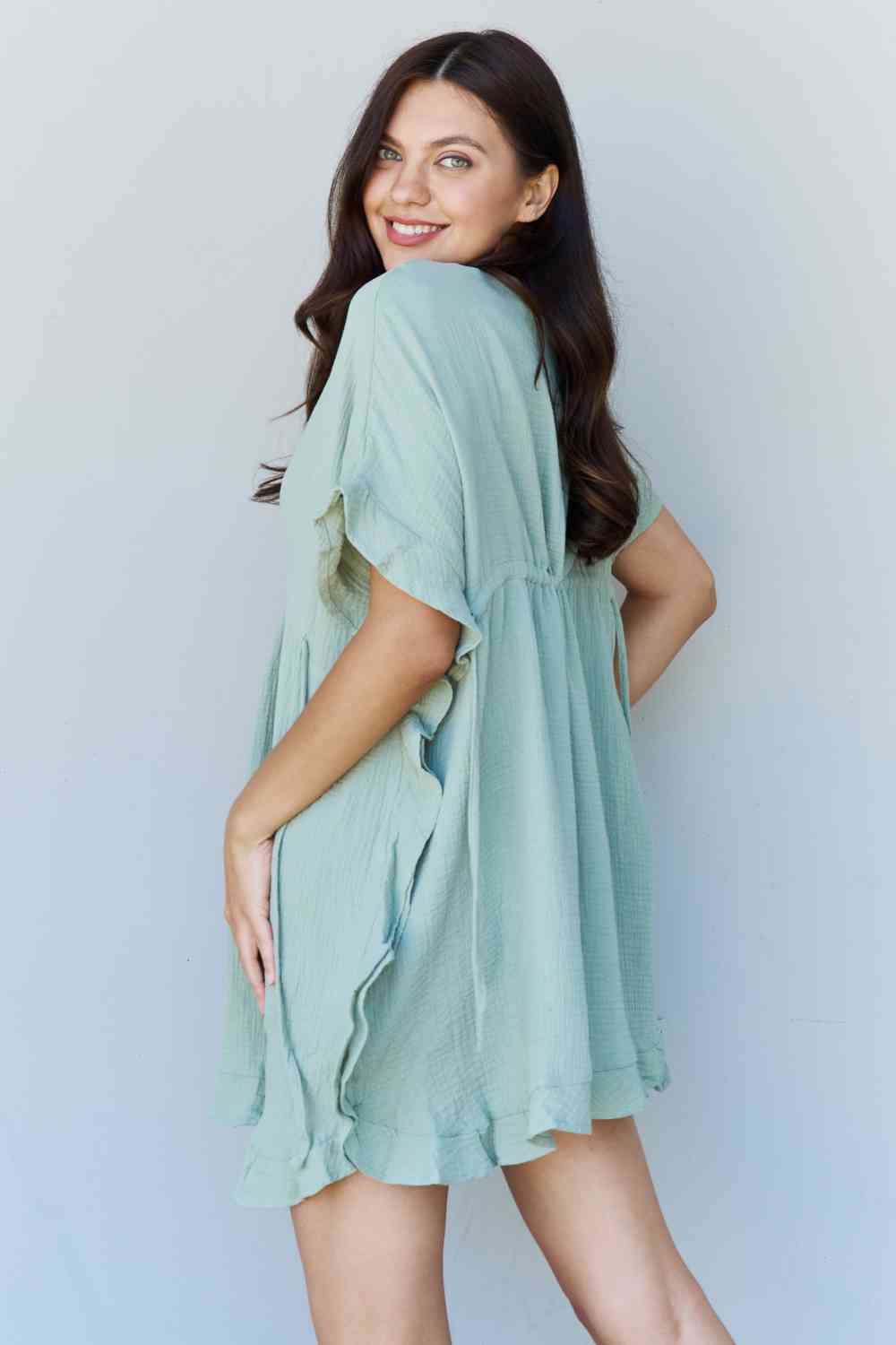Ruffled Out Dress - Sage