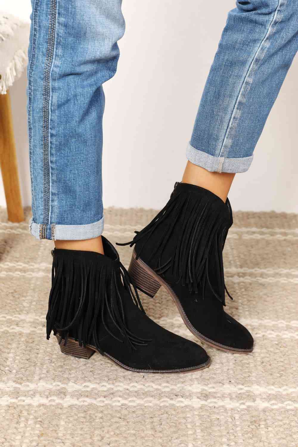 Fringey Cowbgirl Ankle Boots