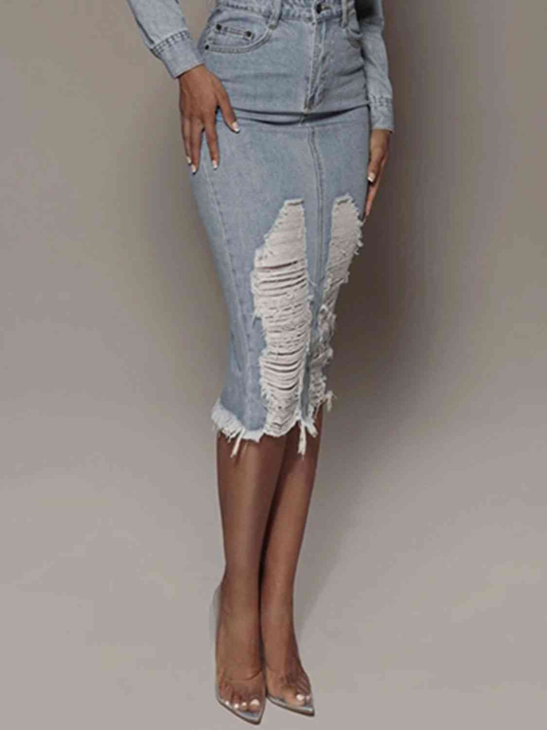 Distressed Cowgirl - Denim Skirt