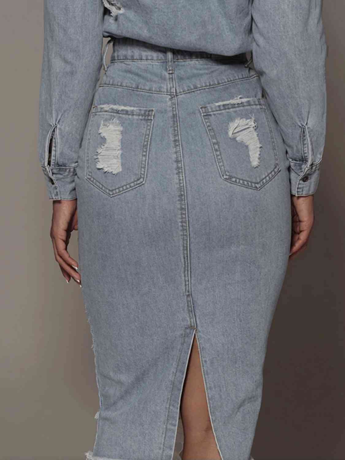 Distressed Cowgirl - Denim Skirt