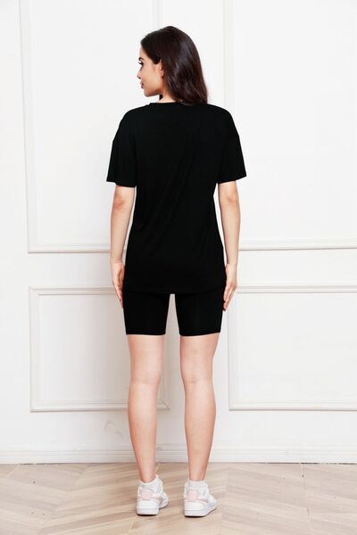Black T-Shirt and Shorts Set