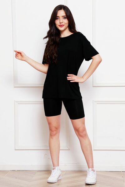 Black T-Shirt and Shorts Set