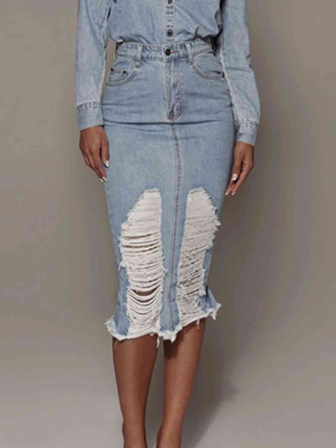 Distressed Cowgirl - Denim Skirt