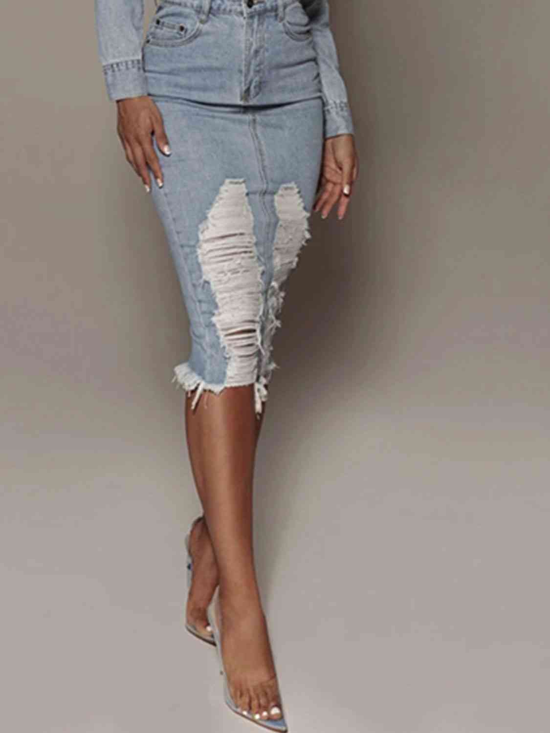 Distressed Cowgirl - Denim Skirt