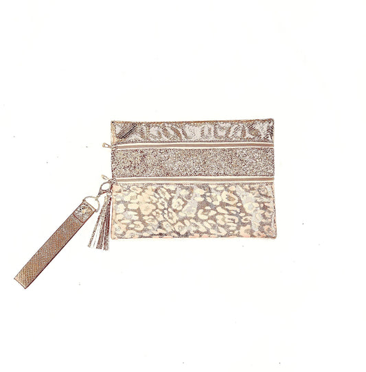 Rose Gold Leopard Sequin Versi Bag