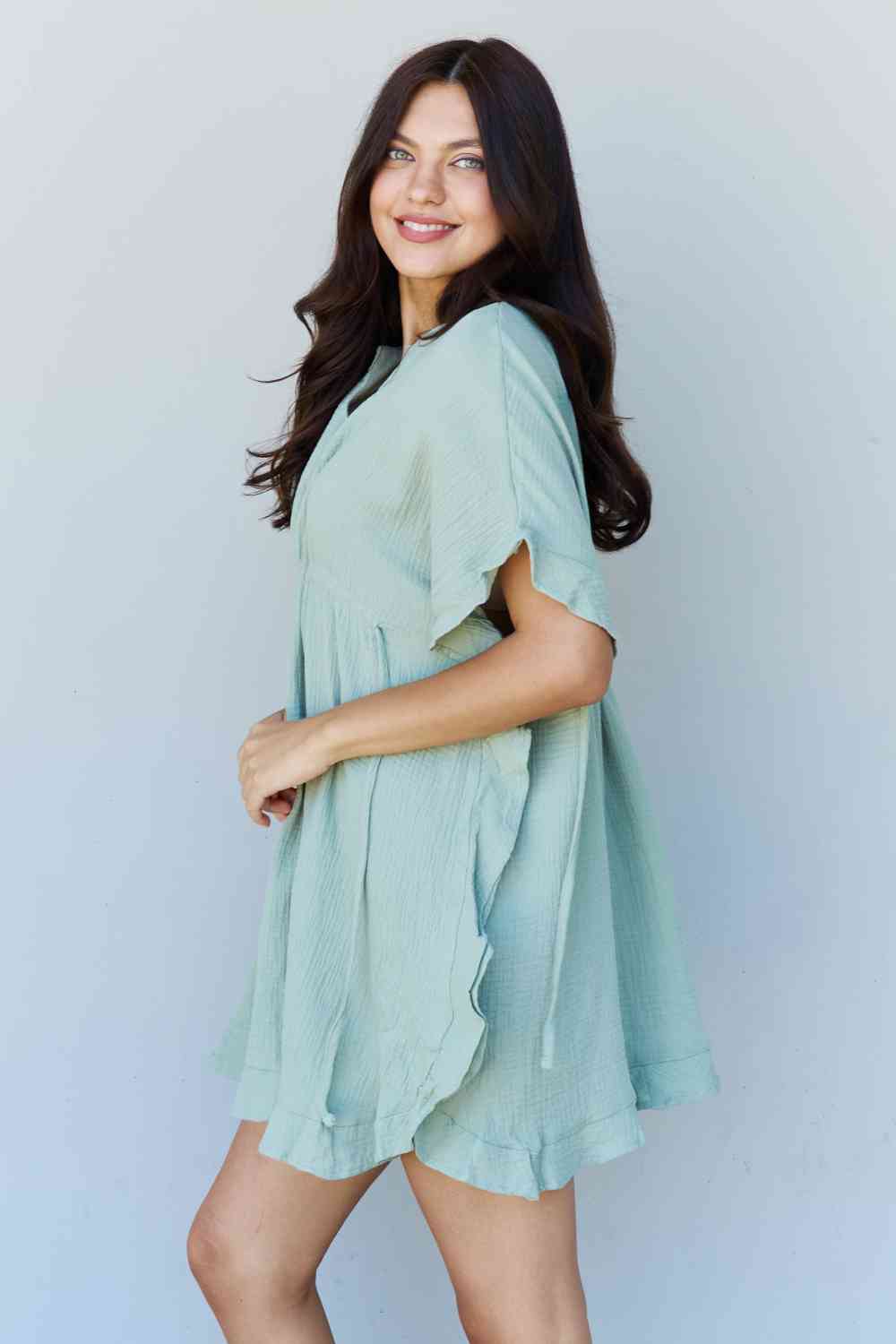 Ruffled Out Dress - Sage