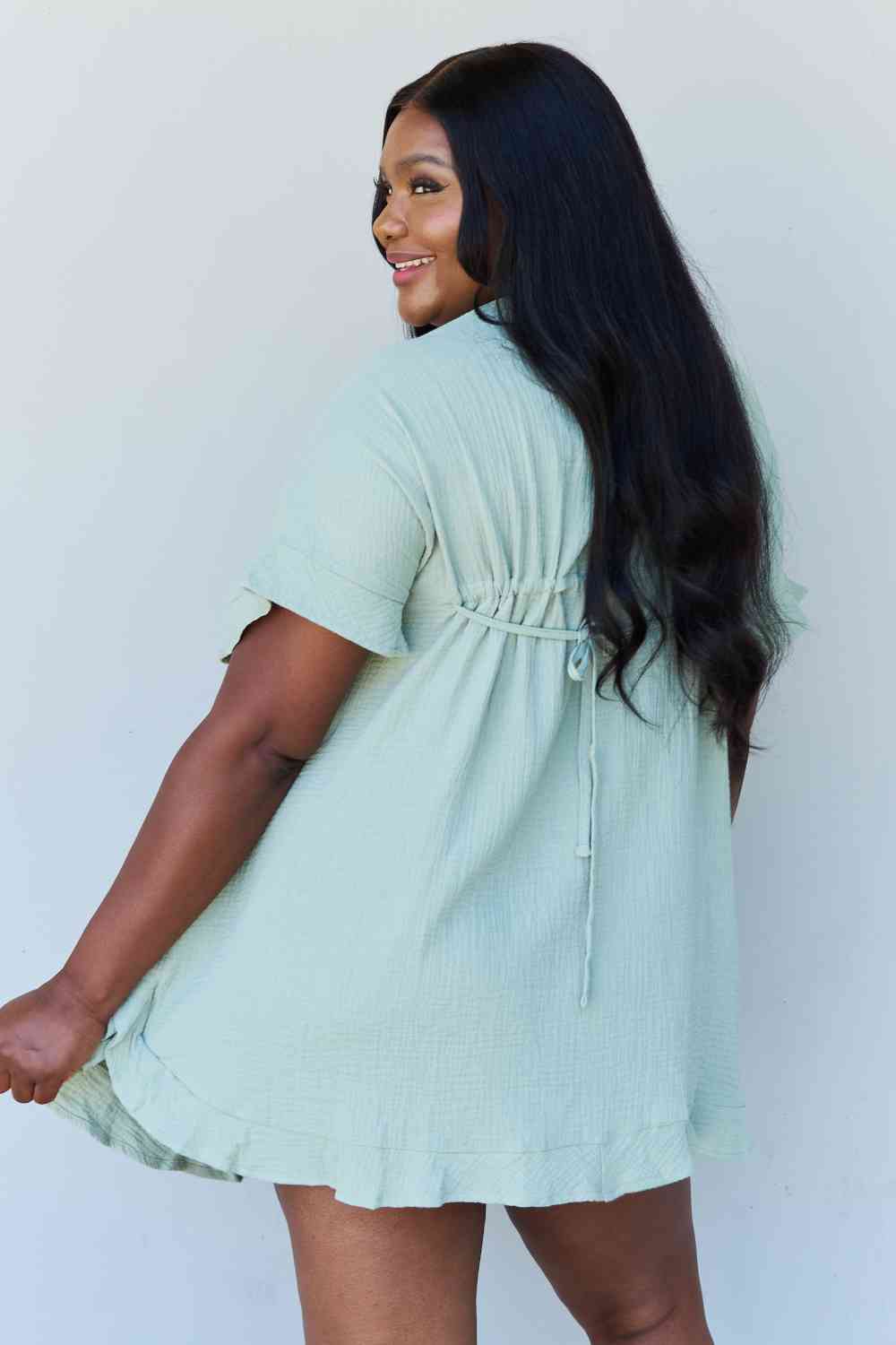 Ruffled Out Dress - Sage