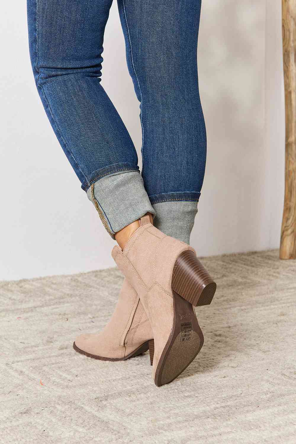 Point Toe, Block Heel -Ankle Boots
