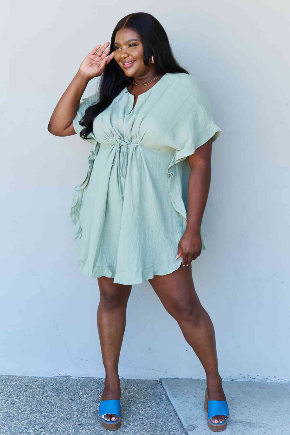 Ruffled Out Dress - Sage