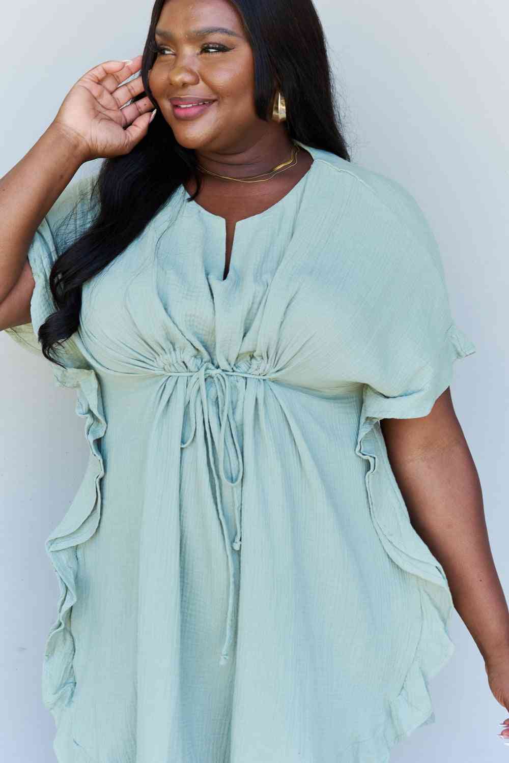 Ruffled Out Dress - Sage