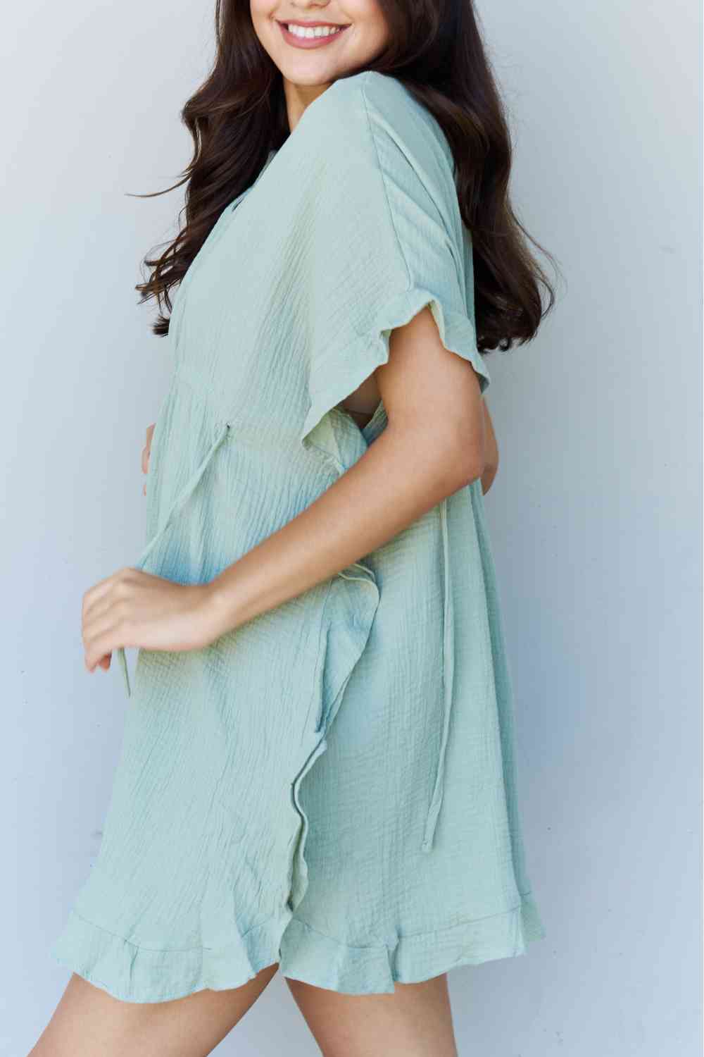 Ruffled Out Dress - Sage