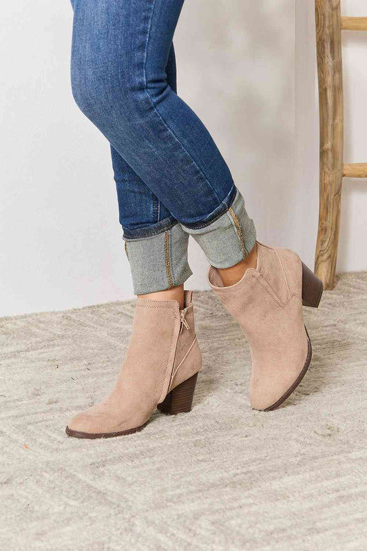 Point Toe, Block Heel -Ankle Boots