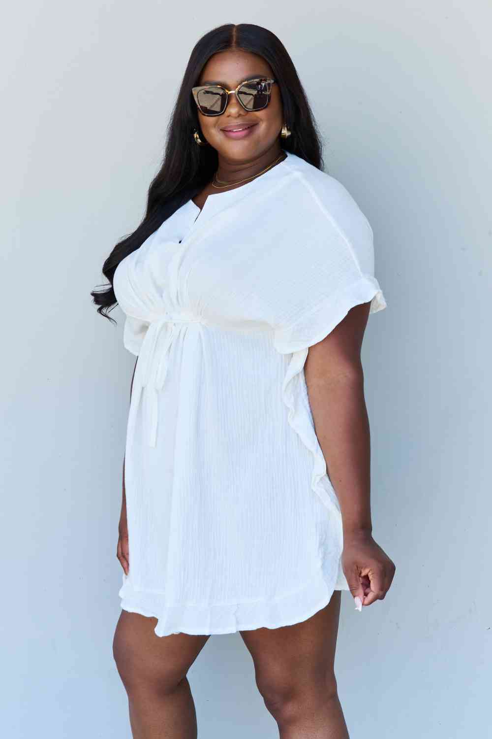 Ruffled Out Dress - White