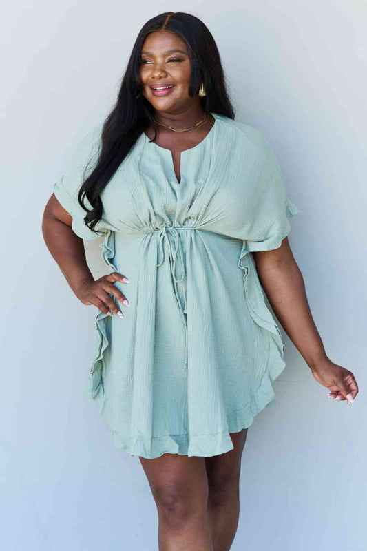 Ruffled Out Dress - Sage