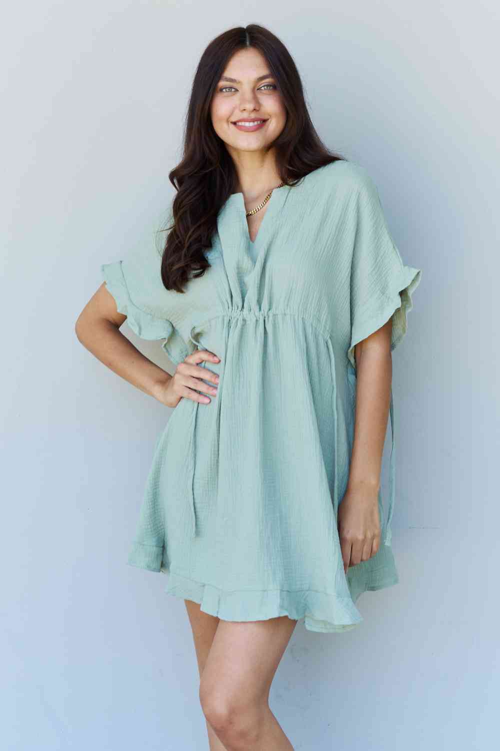 Ruffled Out Dress - Sage